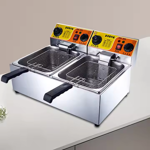 業務用電気フライヤー 6L+6L ダブルタンク タイマー付き チップスフライヤー 業務用ディープフライヤー キッチン調理機器 - Product Image 2