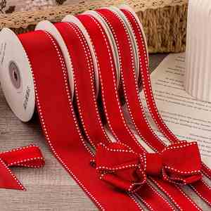 Double Sided Elegant Multi-Size Stitch Edge Grosgrain <b>Ribbon</b> for Luxury Gift Box Wrapping & Holiday Decor 10yd/roll - Product Image 1