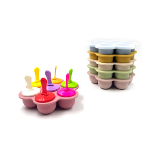 Molde de silicona de 7 cavidades para cubitos de hielo de 2 oz, apto para alimentos, sin BPA, con tapa a prueba de fugas y palo para alimentación de bebés con frutas o chupete. - Product Image 2