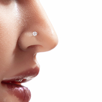 HENGSEN Piercings de nez personnalisables en acier inoxydable hypoallergénique, 3 mm, avec zircone cubique (CZ) en forme de cœur, étoile, carré, rond, bijoux pour piercing de narine