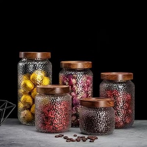 Contenitori in Vetro Borosilicato per Alimenti, Barattoli <span class=keywords><strong>Weck</strong></span> con Coperchi in Legno, Accessori per Casa e Cucina - Product Image 1
