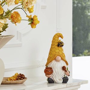 ตุ๊กตาคนแคระผึ้งเรซิ่นถือขวดน้ำผึ้งพร้อมไฟพลังงานแสงอาทิตย์ - Product Image 3