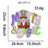 Patch thermocollant brodé à sequins Santa Mama Baby Merry and Bright Christmas pour T-shirts, chapeaux et sacs