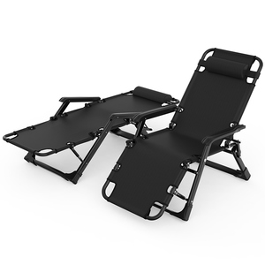 Sillón de playa negro para exteriores, sillón de relajación ajustable portátil con almohada para acampar, Picnic, natación - Product Image 1