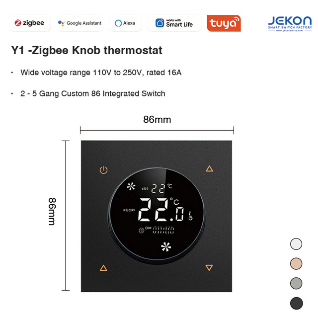 Voice Activated Tuya Zigbee Rotary Thermostat Compatible Alexa Google Assistant Energy Saving Mode Residential HVAC Temperature