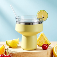Gobelet isotherme portable en acier inoxydable à double paroi de 470 ml avec logo personnalisé, écologique, pour bureau, martini ou vin, avec couvercle