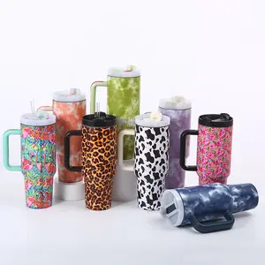 Leopard 40 oz Boba Adventure Tumbler with Handle Vacuum Insulated Drink Travel Mug Stainless Steel Cup