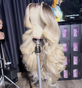 Mèches blondes orangées pour perruque en cheveux humains brésiliens Remy bruns avec dentelle transparente, sans perte de cheveux, vente en gros - Product Image 4
