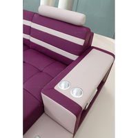 Ensemble de canapés multifonctionnels en forme de L, modernes et simples, en cuir violet, meubles de salon et de maison, canapés d'angle, canapés sectionnels