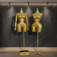 Maniquí de Costura Ajustable de Talla Grande para Parte Superior del Cuerpo, Estilo Brasileño BBL, de Plástico, con Acabado Dorado, Torso Curvilíneo, Pechos Grandes y Glúteos Grandes