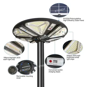 Solar UFO Rodada LED Luz Branca Quente Cor 2000W LED Luz Para Iluminações Ao Ar Livre Para Comercial, Industrial, Residencial