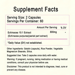 Cápsulas de Equinácea de Marca Privada OEM ODM, 800 mg por Porción, Suplemento Nutricional Diario, Suplemento Dietético Antioxidante - Product Image 2