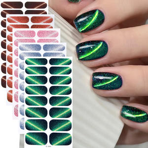 Pegatinas de Uñas de Gel Frescas y Brillantes, Pegatinas de Uñas Autoadhesivas con Diseño de Ojo de Gato Verde, Tema de Ensueño en Primavera y Verano - Product Image 1
