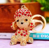 Accessoires pour animaux de compagnie porte-clés caniche incrusté de diamants pendentif chien incrusté de diamants