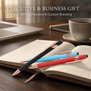 Hot Sales Custom Luxury Gift Metal Ballpoint Pen Rose Gold Trim Soft Rubber <strong>Touch</strong> for Stylus with Promotional Laser Brand Logo - Product Image 3