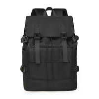 Mochila Casual Multicapa para Portátil, Color Negro Sólido, para la Escuela, Senderismo y Viajes