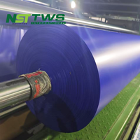 Bâche Rétractable en Vinyle Bleu Robuste et Étanche 550-1000 GSM Prix d'Usine, 30x40 PI PVC Enduit pour Côté Rideau de Camion
