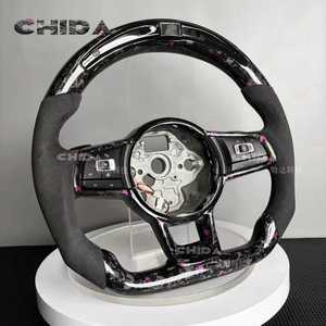 Volante de gamuza con luz LED de transporte de carbono forjado flotante rosa de alta calidad compatible con Golf Polo Jetta para modificación de Volkswagen - Product Image 2