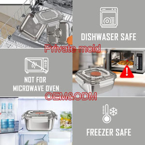 OCPO HOME Récipient à salade écologique en acier inoxydable de 60oz Plateau à vinaigrette à 3 compartiments Bols en métal imprimés en 3D Moule privé - Product Image 3