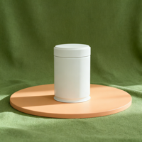Boîte en étain hermétique de qualité alimentaire blanche 60*60mm 30g 40g avec logo personnalisé et couvercle à vis pour le stockage du thé matcha, du café, récipient réutilisable