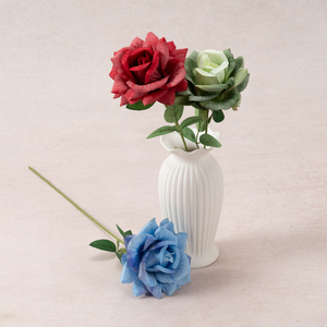 Fleur artificielle en soie, plante verte simulée, rose réticulée à tige unique, modèle Chine WWMG-833, pour toile de fond de mariage et photographie - Product Image 3