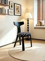 Chaise de salle à manger en bois massif de style mi-siècle, dossier français, luxe léger, assise rembourrée, mobilier de maison durable