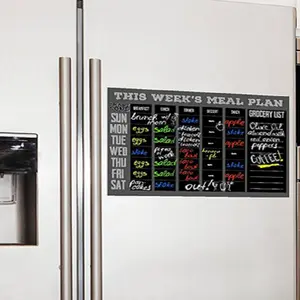 Placa magnética para refrigerador, venda a atacado personalizado mensal e semanal com marcas placa preta de alta qualidade para refrigerador