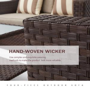 4 cái mây <span class=keywords><strong>wicker</strong></span> đồ gỗ ngoài trời bán Set Patio vườn mây Sofa ghế ngoài trời Set-ra cửa bảng cho nhà hàng - Product Image 5