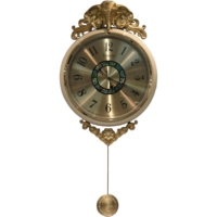 Horloge murale vintage européenne avec pendule, décor éléphant en laiton, cadre beige, horloge silencieuse décorative pour villa et hôtel