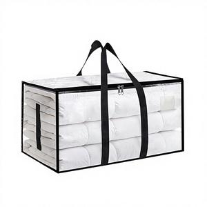 6 Pack-Extra Large Heavy Duty <strong>Plastic</strong> Polypropylene (PP) Waterproof Moving Bags Storage <strong>Totes</strong> Handles Zippers Foldable College - Product Image 4