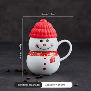 Mug à café en céramique et porcelaine Snowman avec couvercle en silicone, cadeau de Noël écologique, capacité 500 ml-1 L, marque JNSM - Product Image 5