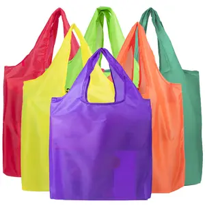 Vietnam Factory Reusable Nylon Folding Supermarket Shopping Bags Wholesale Custom Eco-friendly Polyester Folding Tote Bags