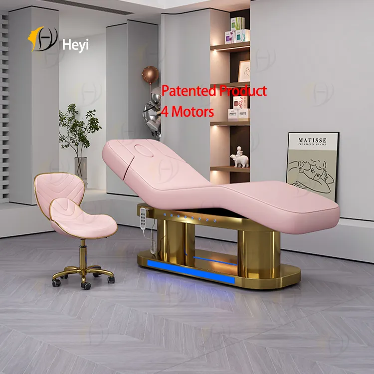 Camera spa di lusso personalizzata bianco rosa extension beauty extension beauty beauty extension bed 4 motori elettrico massaggi e letti per salone