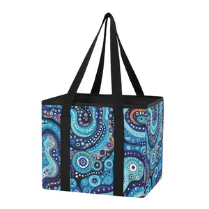 Australian Aboriginal Art Heavy Duty Foldable Custom Design <b>Collapsible</b> <b>Storage</b> Totes Utility Grocery Shopping Box Bag - Product Image 1