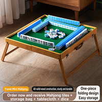 Table de Mahjong Pliable Portable JiYou avec Pieds en Bois Massif, Tuiles en Mélamine, Sac de Rangement et Dés