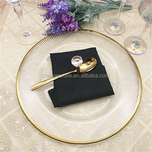Plato de Presentación de Vidrio con Borde Dorado, Diseño Único de Rayos, 13 Pulgadas, Económico, para Decoración de Bodas - Product Image 1