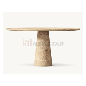 Modern Fashion Hot Sale Natural Stone Travertine <strong>Dining</strong> <strong>Tables</strong> Custom Kitchen Desk Luxury Home Yellow Marble <strong>Dining</strong> <strong>Table</strong> - Product Image 1
