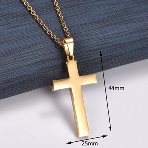 Collar con Colgante de Cruz Clásico de Acero Inoxidable para Hombre y Mujer, Joyería Religiosa Cristiana Minimalista con Cadena y Dijes de Fe - Product Image 2