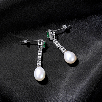 CZCITY Boucles d'oreilles pendantes vintage en argent sterling 925 avec perle d'eau douce pour femmes, design tendance