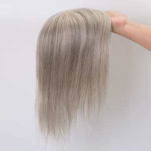 Mélange de sel et de poivre, couleur grise, 100% <span class=keywords><strong>cheveux</strong></span> humains, mono-topper 5x6.5 pouces, longueur courte pour <span class=keywords><strong>cheveux</strong></span> fins, femmes blanches d'âge moyen - Product Image 3