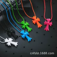 Collier religieux chrétien en PVC coloré (vert, rose, bleu) pour femme – Collection 2022 à prix réduit, vente chaude à l'international
