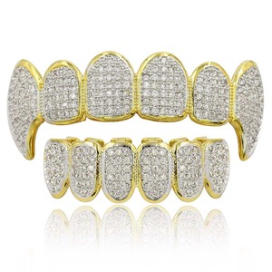 Joyería Dental de Oro con Zirconia Estilo Hip Hop, Juego Completo Micro Pavé, Unisex, para Uso Diario - Product Image 1