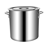 Seau à soupe en acier inoxydable, grand seau commercial avec doubles anses et couvercle, seau à eau ménager de grande capacité, marmite à soupe