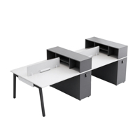 Nouveau bureau de travail moderne et durable pour le personnel de bureau avec cloison, poste de travail minimaliste en bois à pieds larges, mobilier de bureau