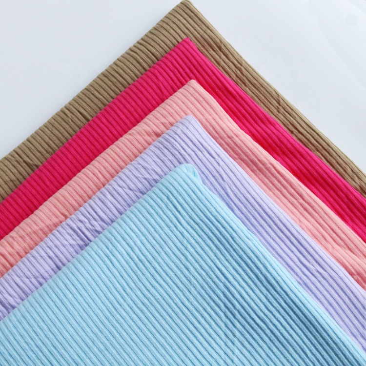 3173 # бесплатный образец, 93% хлопок и 7% спандекс, удобная трикотажная ткань в рубчик для весенней и летней одежды