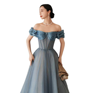 Off The Shoulder Evening Gown Empire Waist Ball Gown Chiffon Ruffles For Formal Events - Product Image 5