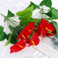 Plantes artificielles en tissu Anthurium, artisanat fait main pour hôtels, maisons, Thanksgiving, Noël, Nouvel An, accessoires de photographie, verdure à tige