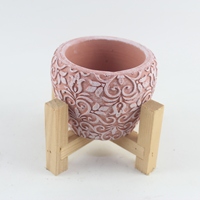 Pot à plantes succulentes en ciment écologique fait main de qualité supérieure, design rayé cylindrique, style nordique, durable pour la maison et le jardin