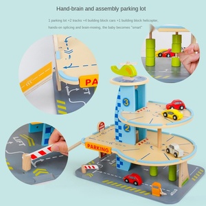 Jouets éducatifs en <span class=keywords><strong>bois</strong></span> pour enfants, <span class=keywords><strong>garage</strong></span> de stationnement, jouets à sous alimentés par batterie, cadeau parfait pour les garçons - Product Image 2