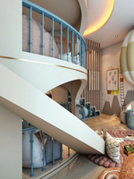 Château en forme d'arc pour enfants, personnalisation complète de la maison, structure à double étage avec toboggan en spirale, lit toboggan double niveau
